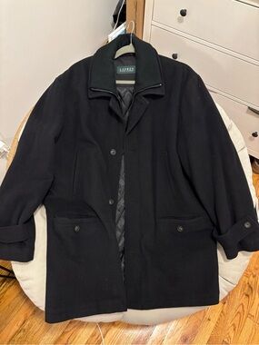 Lauren Ralph Lauren Black Wool Pea Coat with Quilted Lining